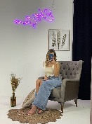 Jupe droite en jean fendu bleu
