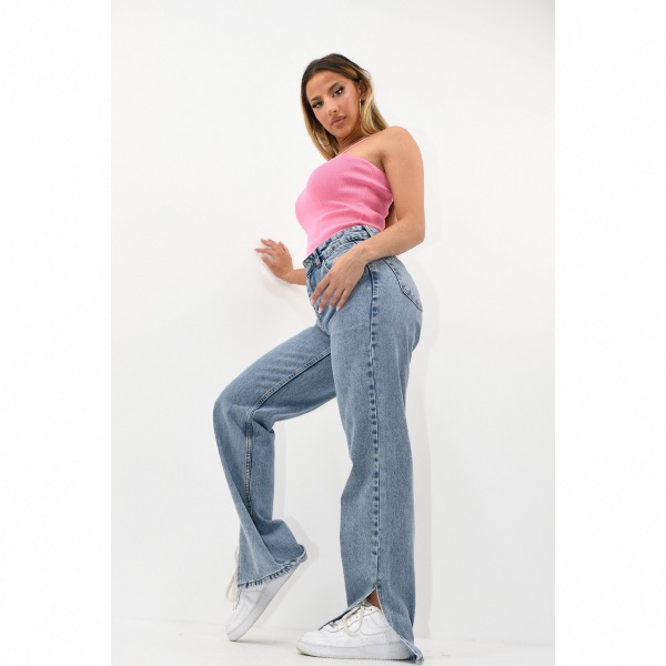 Jeans mom fendu aux bas