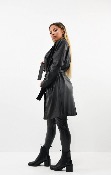 Trench en simili cuir noir
